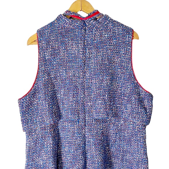 J Crew Tie Neck Tank Dress Blue in Autumn Tweed NWT AR691 Women’s Size 20 - Picture 7 of 13